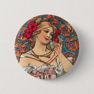 Art Nouveau - Mucha - Perfume Ad 6 Cm Round Badge