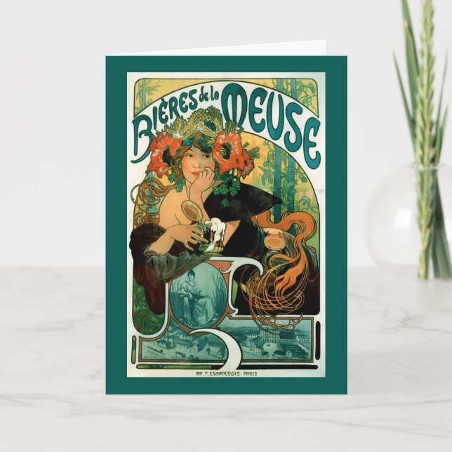 Art Nouveau: Mucha Poster Art - Bieres de la Meuse Card (Front)