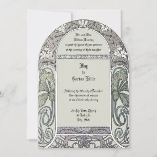 Art Nouveau Multi Floral Border by Alphonse Mucha  Invitation