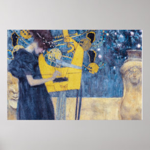 Art Nouveau "Music I" Painting by Gustav Klimt  Poster