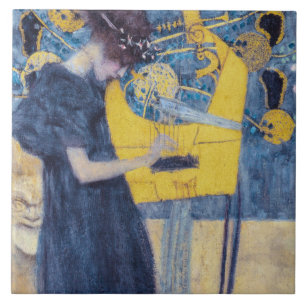 Art Nouveau "Music I" Painting by Gustav Klimt Tile