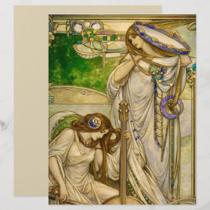 Art Nouveau Music Maidens Vintage Illustration  Custom Letterhead