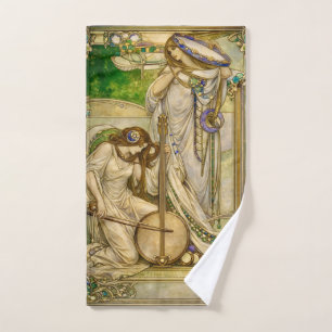 Art Nouveau Music Maidens Vintage Illustration Hand Towel