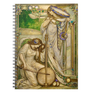 Art Nouveau Music Maidens Vintage Illustration Notebook
