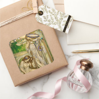 Art Nouveau Music Maidens Vintage Illustration Square Sticker