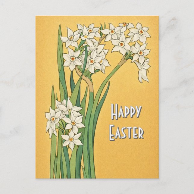 Art Nouveau Narcissus Flowers – Easter Postcard (Front)