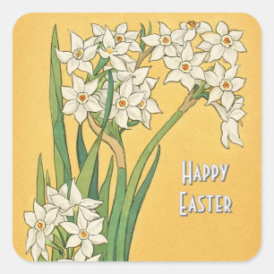 Art Nouveau Narcissus Flowers – Easter Square Sticker