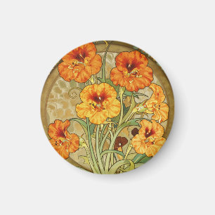 Art Nouveau Nasturtium Floral Pattern Magnet