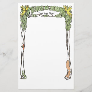 Art Nouveau Nature Themed Stationery - Watercolor
