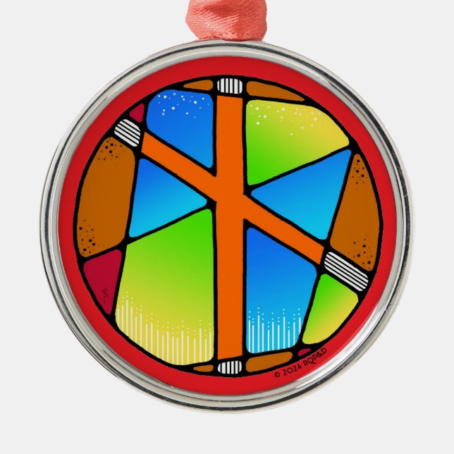 Art Nouveau Naudhiz Rune of Overcoming Metal Tree Decoration (Front)