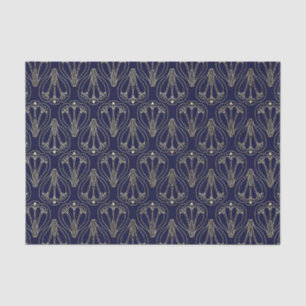 Art Nouveau Navy Blue and Gold Tissue Paper