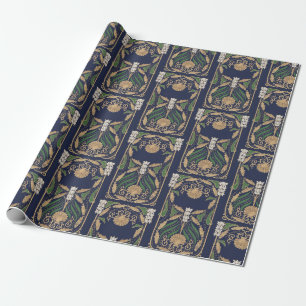 Art Nouveau Old Book Sea Shell Wrapping Paper