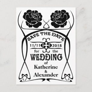 Art Nouveau Old West Rose Wedding Save the Date