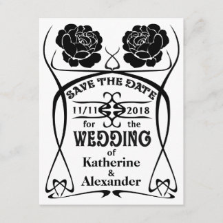 Art Nouveau Old West Rose Wedding Save the Date