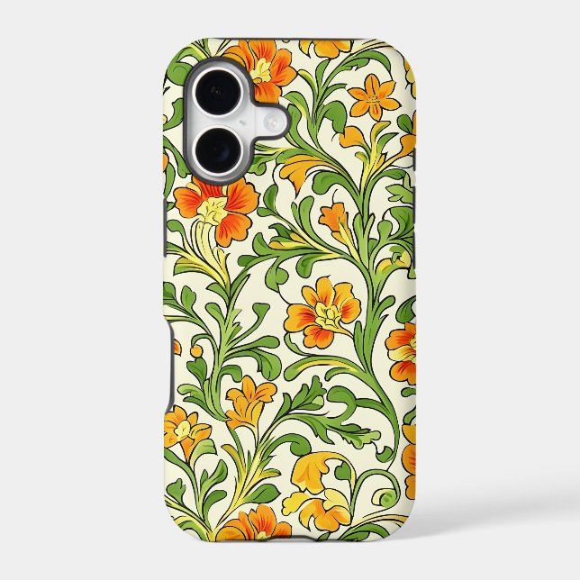  Art Nouveau orange and yellow floral pattern  (Back)