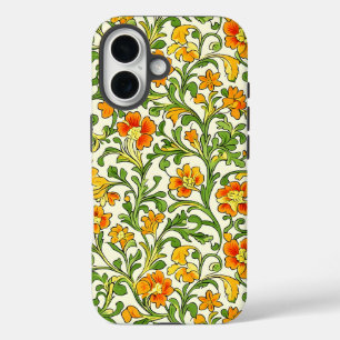  Art Nouveau orange and yellow floral pattern  iPhone 16 Case