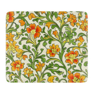 Art Nouveau orange and yellow floral pattern Cutting Board
