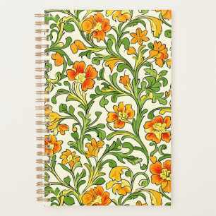 Art Nouveau orange and yellow floral pattern Planner