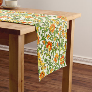 Art Nouveau orange and yellow floral pattern Short Table Runner