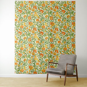  Art Nouveau orange and yellow floral pattern  Tapestry