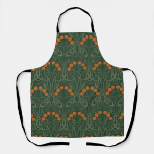 Art Nouveau Orange Roses and Sinuous Stems Apron