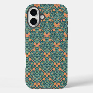 Art Nouveau orange tulip-like floral pattern iPhone 16 Plus Case