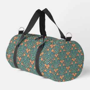 Art Nouveau orange tulip-like floral pattern Duffle Bag