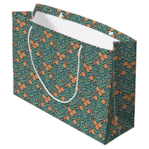 Art Nouveau orange tulip-like floral pattern Large Gift Bag