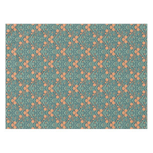 Art Nouveau orange tulip-like floral pattern Tablecloth