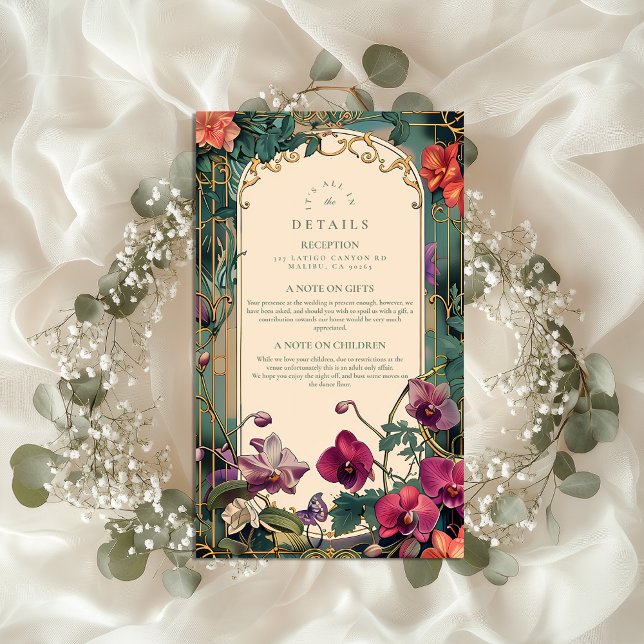Art Nouveau Orchid Frame Wedding Enclosure Card (Creator Uploaded)