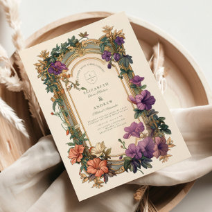 Art Nouveau Orchid Frame Wedding Invitation