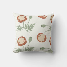 Art Nouveau Organic Poppy Throw Pillow