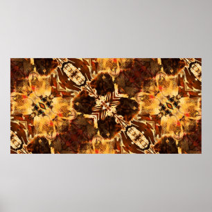 art nouveau ornamental vintage golden and brown pa poster