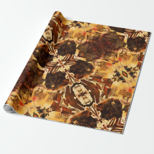 art nouveau ornamental vintage golden and brown pa wrapping paper