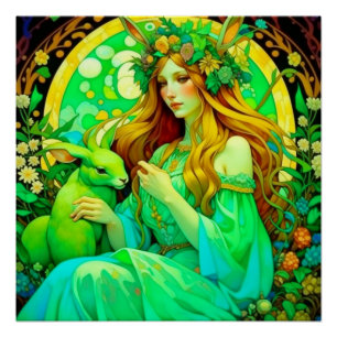 Art Nouveau Ostara Celtic Spring  Poster
