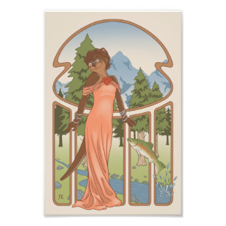 Art Nouveau Otter Furry Print