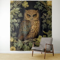 Art nouveau owl in the forest