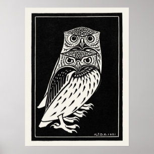 Art Nouveau Owls by Julie De Graag Poster