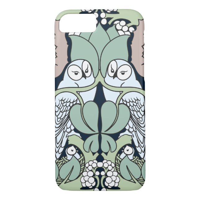 Art Nouveau Owls Nest Pattern iPhone 7 case (Back)