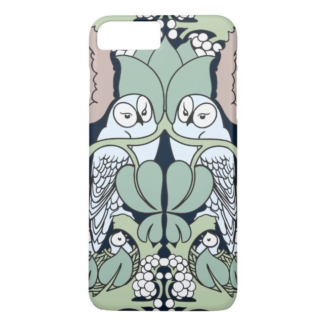 Art Nouveau Owls Nest Pattern iPhone 7 Plus Case-Mate iPhone Case (Back)