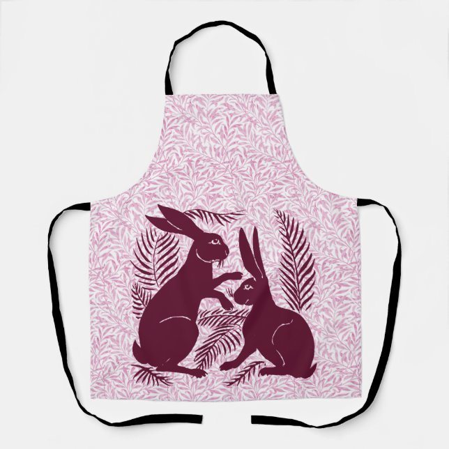 Art Nouveau Pair of Rabbits De Morgan and Morris Apron (Front)