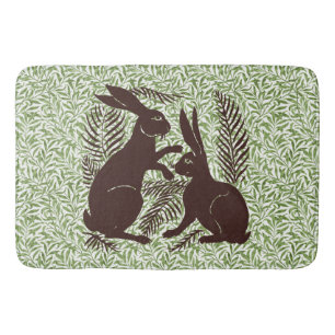 Art Nouveau Pair of Rabbits De Morgan and Morris Bath Mat