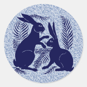 Art Nouveau Pair of Rabbits De Morgan and Morris Classic Round Sticker