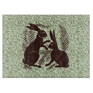 Art Nouveau Pair of Rabbits De Morgan and Morris Cutting Board
