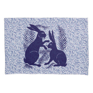 Art Nouveau Pair of Rabbits De Morgan and Morris Pillowcase