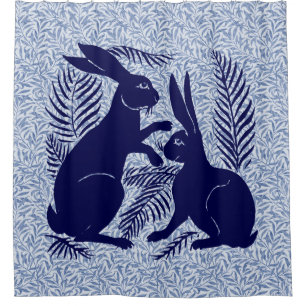 Art Nouveau Pair of Rabbits De Morgan and Morris Shower Curtain