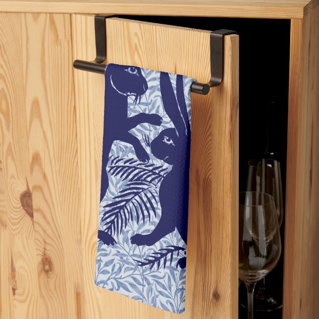 Art Nouveau Pair of Rabbits De Morgan and Morris Tea Towel (Thirds Fold)
