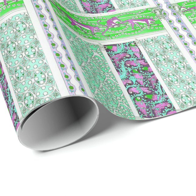 Art nouveau parrot monkey jungle tropical design wrapping paper (Roll Corner)