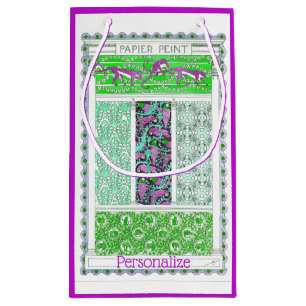 Art nouveau parrot monkey jungle tropical vintage small gift bag