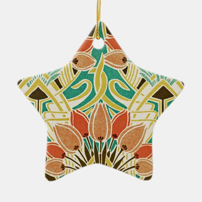 Art Nouveau pattern #11 Ceramic Tree Decoration (Front)